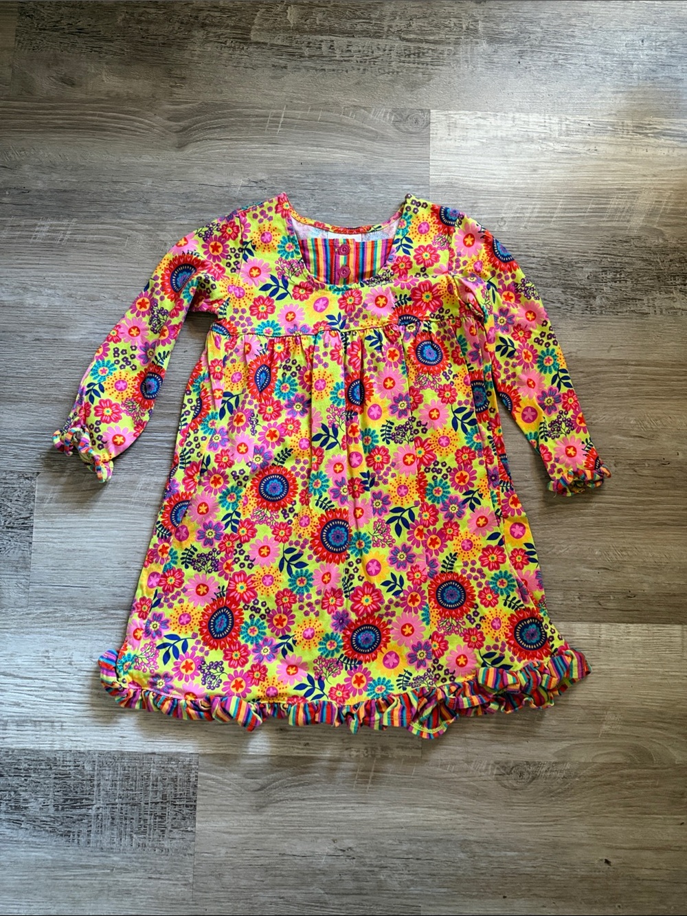 Hanna Andersson Bright Floral & Stripe Mixed Print Dress